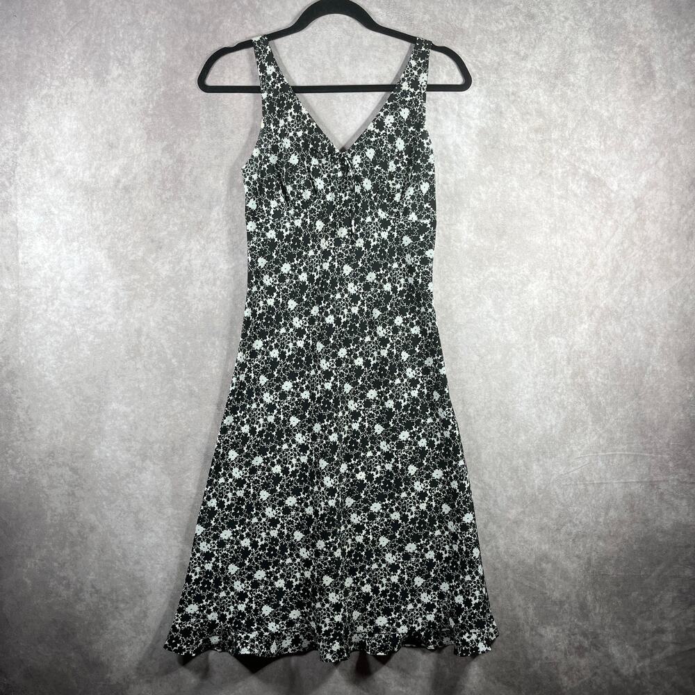Vintage Express Dress‎ Womens 5/6 Black White Floral Swing Whimsigoth Fairy Sexy